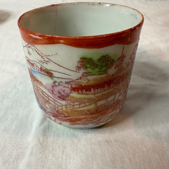 Vintage Antique Japanese Geisha Ware red porcelain demitasse cup … - Picture 6 of 16